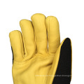 Winter warmes gelbe Ziegenleder Fleece Futterhaut Hochleistungsgartenarbeit Lederfahrer Handschuhe